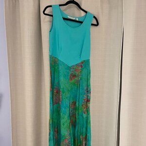 NWOT Soft Surroundings Summer Teal Tropical Midi